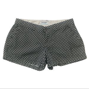 Old Navy Womens Chinos Shorts Black White Polka Dot size 6 Regular